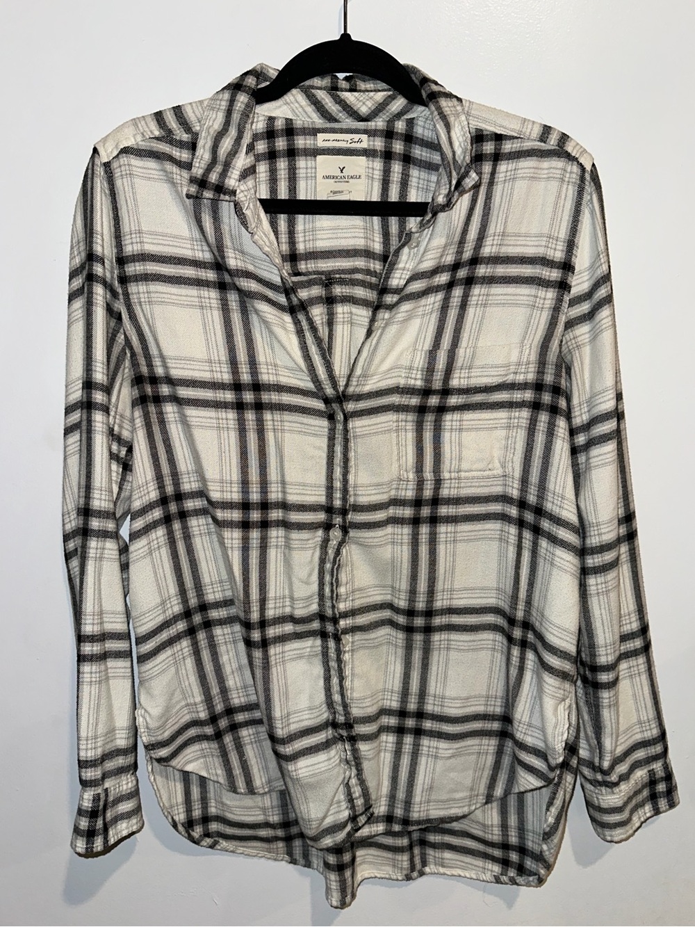American Eagle Plaid Flannel Shirt Boyfriend Fit Soft L